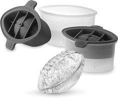 three different types of food containers with lids