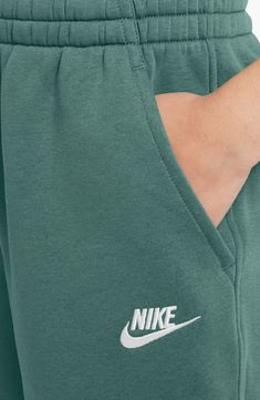 An embroidered Swoosh marks one pocket of these kid-size joggers that will keep them cozy from the classroom to the playground and back. 80% cotton, 20% polyester Machine wash, tumble dry Imported Sporty Cotton Bottoms For School, Nike Cotton Joggers, Comfortable Nike Cotton Joggers, Comfortable Cotton Nike Joggers, Basic Cotton Joggers For Spring, Nike Cotton Joggers For Leisure, Nike Green Casual Sweatpants, Nike Casual Joggers With Side Pockets, Cotton Sportswear Bottoms With Logo Detail