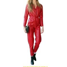 Features  *genuine lambskin leather  *full lining polyester *front Zip (zip YKK) and belt closer *color neck  *Party cocktail jumpsuit , formal ware, club ware  *you can make this jumpsuit according to your measurement and colors as customized work *you can also can make your own item from us  *Bulk order is accepted  Why buy with us:- we use top quality leather only. we provide 100% satisfaction. Lowest price guarantee. We offer free shipping. we accept return and provide a full refund in some Leather Jumpsuits And Rompers For Fall, Fall Season Belted Overall Jumpsuits And Rompers, Jumpsuit Formal, Cocktail Jumpsuit, Leather Jumpsuit, Leather Pant, Custom Made Clothing, Leather Shirt, Genuine Leather Jackets