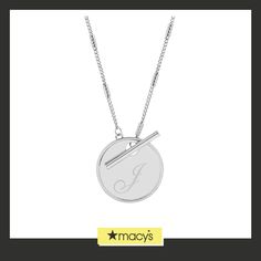 in stock Modern Silver Initial Pendant Jewelry, Classic Silver Initial Pendant Chain Necklace, Classic Silver Chain Necklace With Initial Pendant, Classic Silver Toggle Necklace With Adjustable Chain, Silver Toggle Necklace With Adjustable Chain, Silver Round Toggle Necklace With Adjustable Chain, Adjustable Silver Toggle Necklace, Silver Necklaces With Toggle Clasp, Silver Round Necklace With Toggle Clasp