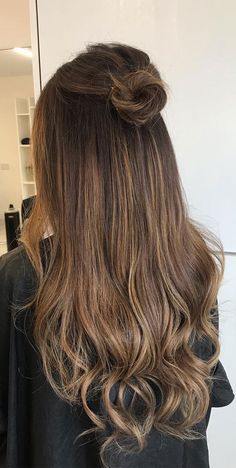 Hairstyles For Long Straight Hair Formal, Formal Hair Half Up Half Down Bun, Half Bun With Curls, Half Up Hairstyles Straight Hair, Top Bun Half Up Half Down, Hair Styles Half Up Half Down Bun, Half Up Bun Formal, Half Up Knot Long Hair, Half Bun Hairstyles Long Hair