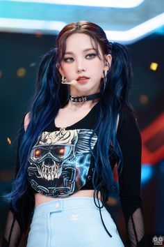 Pigtail Hairstyles, Girls Music, Black Mamba, Korean Idol, Kpop Girl Groups, Ulzzang Girl, Blue Hair, South Korean Girls, K Pop