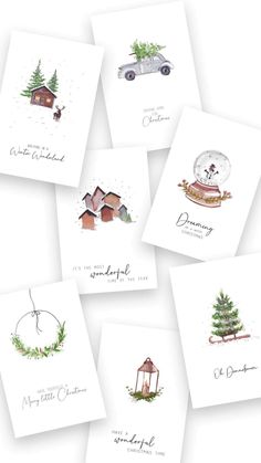 Handmade Christmas cards illustration Christmas Art Cards, Christmas Drawing Watercolor, Thank You Watercolor, New Year Watercolor Cards, Simple Watercolor Christmas Cards, Christmas Card Aesthetic, Christmas Drawing Ideas Creative, Aesthetic Christmas Cards