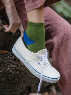 30% Upcycled Cotton, 29% Recyled Polyester from Bottles, 9% Nylon, 27% Poly, 3% Spandex, 2% Other Fibers Preshrunk One size fits most women (and men with smaller feet) Made in the USA Vans Authentic Sneaker, Made In The Usa, Vans Sneaker, Color Block, Socks, Spandex, Sneakers, Color