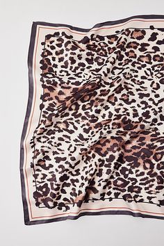 Square scarf with a silky feel and allover animal print. Features Leopard print silky scarf Oversized square scarf Vintage-inspired print Silky feel we love So many ways to wear it! Content + Care 100% Polyester Hand wash Imported Size Dimensions: 20" x 20" | Leopard Print Silky Scarf in Brown, Women's at Urban Outfitters Cheetah Print Scarf Outfit, Brown Bohemian Bandana Print Scarves, Cheetah Clothes, Pink Cheetah Print Scarf, Soft Brown Leopard Print Scarf Uk, Cheetah Print Scarf, Brown Fits, Silky Scarf, Square Scarf