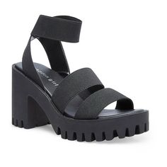 These madden girl Sohoo platform sandals are a bold and intense look for any outfit. These madden girl Sohoo platform sandals are a bold and intense look for any outfit. SANDAL FEATURES Allover strappy design Stretchy ankle strap for stable fit Chunky, durable lug sole and platform heelSANDAL CONSTRUCTION Elastic upper Manmade, fabric lining Polyurethane midsole TPR outsoleSANDAL DETAILS Open toe Slip-on Padded footbed 3.5-in. heel 1-in. platform height Size: 8. Color: Black. Gender: female. Age Madden Girl Platform Sandals, Women Platform Sandals, Ankle Strap Block Heel, Pastel Outfit, Platform Sandals Heels, Beach Ready, Girls Sandals, Black Platform, Shoe Closet