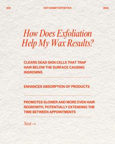 I know, I know…I’m telling you to exfoliate again But really, it’s such an important step in not just maintaining your wax results, but your overall skin health Need some exfoliation products to make those wax results last? Ask me about the Agent 88 Ingrown Spray or the 50 Grit Body Exfoliating Towel at your next appointment ✌🏻 Hot Honey Esthetics 20% off your first service 📍Mableton, GA Phenix Salon Suites 5015 Floyd Rd. #mableton #waxing #mabletonwaxing #brazilianwax #mabletonbody... Body Wax Aesthetic, Teaching Esthetics, Esthetician Content, Spa Things, Salon Content, Exfoliating Towel, Waxing Aftercare, Phenix Salon Suites, Waxing Room