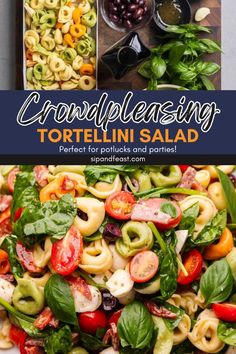 the cover of a cookbook showing different types of pasta salads and vegetables in bowls