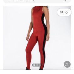 Brand New. Black And Red. Tight Fit. Red Stretch Sporty Bodysuit, Red Fitted Sporty Bodysuit, Red Fitted Sports Bodysuit, Red Fitted Bodysuit For Sports, Fitted Red Bodysuit For Sports, Puma Jumpsuit, Golf Pants Women, White Slacks, Puma Pants