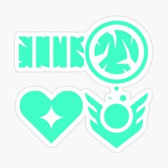 two stickers with the words love and an angel on them, one is blue