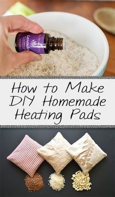 how to make diy homemade heating pads with essential oils and baking ingredients in a bowl