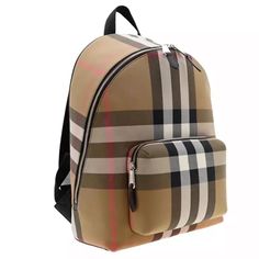 The Burberry Jeff Backpack Combines The Iconic Check Pattern With A Modern Design. Made From Durable Material, It Offers Generous Storage Space And Functional Compartments. A Stylish Everyday Companion With Unmistakable Burberry Aesthetics. Color: Taupe Brown, Black, White And Red. Material Outside: Textile, Leather Trim, Shoulder Strap, Silver-Toned Fittings, Zipper, Id Pocket Outside, Handle. Material Inside: Textile Lining, Slip Pocket. ** Only One Backpack Included. Photo #5 & #10 Are Simply White And Red, Check Pattern, Burberry Bag, Leather Trim, Black And Tan, Storage Space, Leather Trims, Storage Spaces, Burberry