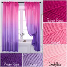 purple and pink curtains in different shades