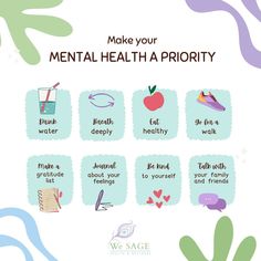 Always prioritize your mental health. 🧠 Follow these tips and share this post with your friends. #wesagehealthandwellness #mentalhealth #mentalhealththerapy #holistic #mindbodyspirit #lifecoaching #counseling #mentalhealthconsultation #etherapy #wellness #wellbeing #mentalhealthtips Online Counseling, Mental Health Therapy, Online Therapy, Marriage Counseling