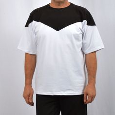 We have some wonderful two tone tees made in unusual patchwork designs. These white and black shirts are great for streetwear as well as your alternative fashion look. It's comfortable unisex wear is flattering for both men and women. Unique design will help you to show your personality. In our t-shirts use high-quality ring-spun cotton. T-shirts made from ring-spun cotton fabric are very airy, durable and easy to clean. * High quality Products * Fabric: 97% cotton, 3% Elastan; * Weight: 190 g/m Short Sleeve Patchwork Shirt For Streetwear, Patchwork Short Sleeve Shirt For Streetwear, Cotton Patchwork Shirt For Streetwear, Black Cotton T-shirt With Contrast Panels, Black Cotton Patchwork Tops, White Patchwork T-shirt For Streetwear, Short Sleeve Patchwork Top In Contrasting Colors, Contrast Patchwork Short Sleeve Top, Black Patchwork Short Sleeve Tops