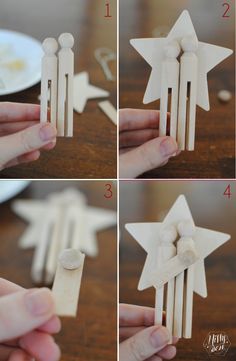 the steps to make an ornament out of popsicle sticks