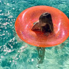 Pool Ring in Neon Coral Glitter Pool Enclosures, Boat Painting, Backyard Games