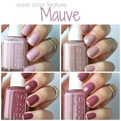 Essie Mauves : Neo Whimsical, Lady Like, Island Hopping & Angora Cardi | Essie Envy Mauve Nail Polish, Mauve Nails, Nagellack Trends, Lady Like, Polish Colors, Essie Nail Polish, Essie Nail, Island Hopping