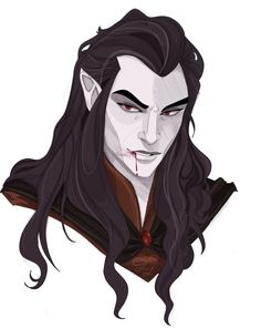 a drawing of a man with long black hair and an evil look on his face