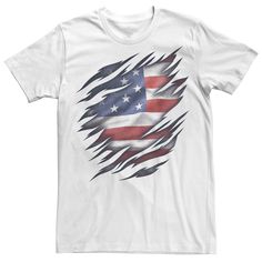 Express your patriotic pride with this star-spangled graphic tee. Express your patriotic pride with this star-spangled graphic tee. FABRIC & CARE Cotton Machine wash Imported Color: White. Gender: male. Age Group: adult. American Flag T-shirt For 4th Of July, Independence Day American Flag T-shirt, American Style Flag Print T-shirt For 4th Of July, Patriotic Flag Print T-shirt For 4th Of July, Patriotic T-shirt With Flag Print For 4th Of July, Patriotic Made In Usa T-shirt For Memorial Day, Patriotic T-shirt Made In Usa For Memorial Day, Patriotic T-shirt For Memorial Day, Made In Usa, American Flag Crew Neck T-shirt For Labor Day