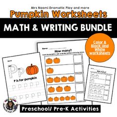 pumpkin worksheets for math and writing