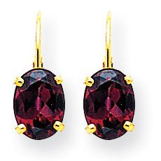 Dazzle your look from day to night with these 14 karat yellow gold rhodolite garnet earrings. Featuring 8x6mm oval shaped, faceted red rhodolite garnet gemstones with high polished finish for an elegant look, these 17x7mm earrings are secured with lever back closures. Gemstones weighs 0.96 cttw. Size: One Size. Gender: female. Age Group: adult. Garnet Birthstone, Birthstone Earrings, January Birthstone, Garnet Earrings, Leverback Earrings, Rhodolite Garnet, Birthstone Earring, Green Gifts, Earring Type