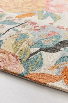 Hand-Tufted Rosamelle Rug | AnthroLiving Classy Rugs Living Room, Hand Tufted Area Rugs, Whimsical Area Rugs, Colorful Living Room Rugs, Living Room Rug Colorful, Floral Area Rugs Living Room, Mustard Rug Living Room, Rugs In Bedroom Minimalist, Anthropology Rugs