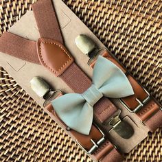 Sage Bow Tie & Cognac Buckle Suspenders Set – theboldbowtie Adjustable Bow Tie For Groom, Summer, Adjustable Summer Bow Tie For Groom, Adjustable Summer Bow Tie For Grooms, Classic Wedding Belts And Suspenders With Bow Tie, Summer Wedding Bow Tie For Groom, Dapper Suspenders For Wedding, Dapper Wedding Suspenders, Elegant Adjustable Belts And Suspenders For Wedding, Bow Tie And Suspenders Set For Father's Day Party