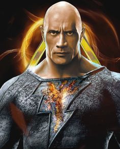 an image of a man with flames on his chest and head in front of him