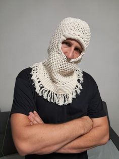 Unleash Your Inner Festival Freak with Our Unique Cotton Masks! Its pros are - it's very warm, it's natural, the mask is unique, I make the mask specifically for you according to your head size and color choice.  Introducing our exclusive Hat, Mask, Balaclava, Warm Face Cover - the ultimate accessory for men and women who love to stand out at freak festivals, Halloween parties, and on the slopes! Made from natural cotton threads, each mask is a one-of-a-kind masterpiece that guarantees comfort a Casual White Balaclava, Casual White Beanie Balaclava, White Knitted Balaclava For Cold Weather, One-size Warm White Balaclava, White Warm Balaclava One Size, Warm White Balaclava One Size, Warm White Balaclava For Outdoor, White Warm One-size Balaclava, Warm White One-size Balaclava