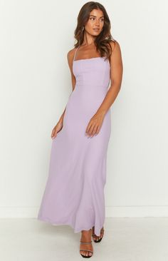 * Purple Mesh Maxi Dress 
 * Your next formal () event is sorted in this stunning lilac mesh maxi dress (). Obsessed with this tie up back style and mesh outer layer. Be sure to add heels () and dainty jewellery for a gorgeous look! 
 * 
 
 * Maxi length 
 * Mid weight material 
 * Lots of stretch 
 * Adjustable criss cross tie up back 
 * Lined 
 * Mesh outer layer 
 * Straight neckline Sleeveless Lavender Maxi Dress For Prom, Purple Maxi Dress For Prom, Purple Maxi Dress For Prom Season, Lavender Maxi Dress For Summer Prom, Lavender Maxi Dress For Spring Prom, Spring Prom Lavender Maxi Dress, Spring Lavender Maxi Dress For Prom, Spring Gala Maxi Dress With Tie Back, Purple Sleeveless Maxi Dress For Wedding Guest