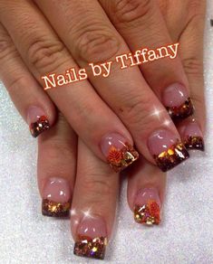 Chip Nails, Tiffany Nails, Nails Thanksgiving, French Manicures, Halloween Acrylic Nails, Fall Gel Nails, Duck Nails