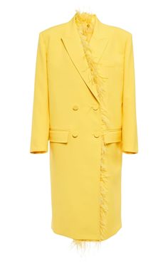 Feather-trimmed Virgin Wool Trench Coat Valentino Chevron Outfit, Trench Coat Dress, International Clothing, Wool Trench Coat, Feather Trim, Luxury Women Fashion, Trench Coats, Lapel Collar, Coat Dress