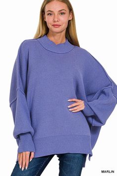 This oversized knit sweater is a fall and winter dream! With cozy ribbed material, exposed seams, and long length, she's ideal for styling up with skinnies and booties, or dressing down at home with leggings and fuzzy slippers! 56% Cotton 38% Acrylic 6% Nylon SIZING: Model is 5'4" wears a size 5 and is modeling the size S/M S/M 4-8 L/XL 10-14 X-Large 16-18 MEASUREMENTS: SIZE BUST SLEEVE FRONT RISE Small 64" 31" 28" Medium 66" 31.5" 28.5" Large 68" 32" 29" X-Large 70" 32.5" 29.5" **measurements may vary by 1/2" Ships from Utah within 1-3 business days of order being placed. Limited stock based on vendor availability. Oversized Turtleneck Sweater For Fall, Trendy Ribbed Sweater For Layering, Oversized Knit Sweater For Loungewear, Oversized Funnel Neck Sweater For Fall, Snug Fall Sweater For Cold Weather, Snug Fit Sweater For Cold Weather In Fall, Oversized Soft Knit Turtleneck Sweater, Slouchy Ribbed Sweater For Fall, Trendy Funnel Neck Sweater In Soft Knit