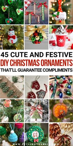 45 INSANELY CUTE AND EASY DIY CHRISTMAS ORNAMENTS - Stylin by Sarita Easy Christmas Tree Ornaments To Make, Dt Christmas Ornaments, Making Your Own Christmas Ornaments, Craft Ornament Ideas, Christmas Ornaments To Make Great Gifts, Easy Holiday Ornaments, Diy Ornament Exchange Ideas, Diy Name Christmas Ornaments, Simple Ornaments To Make