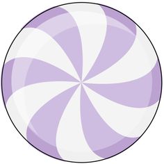 a purple and white striped lollipop is in the middle of a circular shape