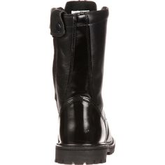 The exterior on this Rocky Men's Jump Boot has an adequate amount of durability and ruggedness so that it is able withstand the most unforgiving working conditions. The upper has been built from premium full-grain black leather. These 10-inch public service boots have a side zipper that aids in getting them on/off rapidly. In addition to these features, there is a polishable toe so that you can keep these boots looking like they are in tiptop shape.A great deal of the paratrooper boot's strength Impact Resistant Leather Combat Boots, Durable Black Leather Combat Boots, Leather Combat Waterproof Boots For Outdoor, Combat Style Leather Waterproof Boots For Outdoor, Combat Style Waterproof Leather Boots With Steel Toe, Durable Leather Combat Waterproof Boots, Leather Combat Hiking Boots With Slip-resistant Sole, Durable Leather Ankle Work Boots, Outdoor Steel Toe Moto Boots