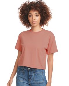 Ladies' Ideal Crop T-Shirt - DESERT PINK - XL | Next Level Women's Ideal Crop T-Shirt in Desert Pink Size XL | 60% combed ring spun cotton, 40% polyester Desert Pink, Fleece Quarter Zip, Blank T Shirts, Crop T Shirt, Sweatshirt Fabric, Ribbed Neckline, Sleeves (women), Knit Set, Crop Tshirt