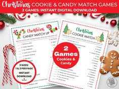 two christmas cookie and candy match games