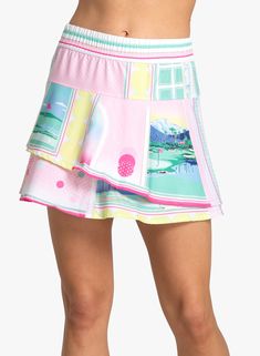 We bring the best of both worlds together in this sporty skort with feminine flair. Deco-inspired print plays out across ultra lightweight performance jersey fabric, while a retro inspired waistband brings a sporty appeal to this bold conversational piece. Pleat Skort, Tennis Outfit Women, Best Of Both Worlds, Womens Tennis, Tennis Clothes, Dress Gift, Vintage Racing, Long Sleeves Jacket, Golf Outfit