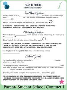 the back to school student's resume is shown in green and white with pink stars