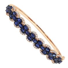 Item Code: 803151&#44 Flower Setting, Blue Sapphire Stone, Ladies Bangles, Diamond Bangle Bracelet, Diamond Bangles Bracelet, Halo Setting, Diamond Bangle, Sapphire Stone, Rose Gold Diamonds