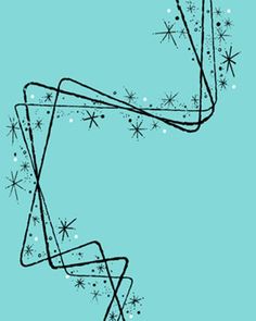 a spiral staircase made out of snowflakes on a blue background with stars in the sky