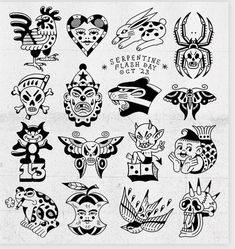 a bunch of tattoos on a white background