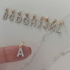 14K Gold Initial Pendant with CZ Letter Necklace Gold, Gold Initial Pendant, Gold Letter Necklace, All Letters, Gold Initial, Letter Pendants, Personalized Initials, Initial Pendant, Letter Necklace