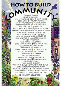 an image of a community poster with the words how to build community written in it