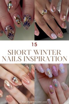 Short Winter Nails Short Winter Nail Designs, Short Nail Ideas, Winter Manicure, Blue Polish, Classic French Manicure, Short Nail, Winter Nail Art