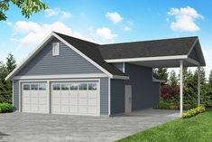 this is an artist's rendering of a two - car garage with attached carport