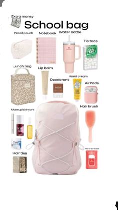 Bag Necessities, Middle School Essentials, First Period Kits, School Backpack Essentials, Travel Packing Essentials, Preppy School Supplies, School Advice, After School Routine