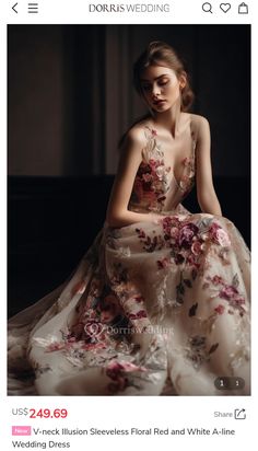 Casual Bridal Dress, Matric Dress, Chinese Fancy Dress, Mermaid Ball Gown, Fancy Frocks, Floral Wedding Dress, Bridal Dress Fashion, Floral Gown